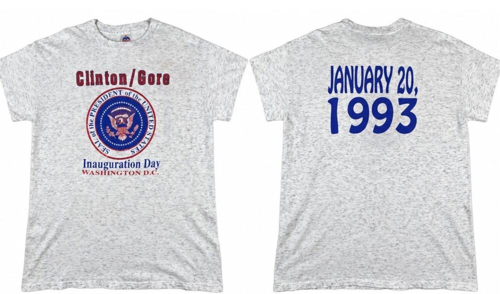 Vintage 1993 Clinton Gore Inauguration T Shirt XL USA Single Stitch Glitter